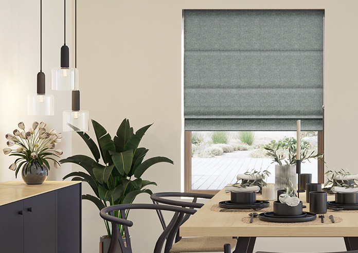 Atina (Blackout), Mottled Black - Motorised Roman Blind - Image 3